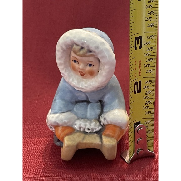 Vintage Porcelain Goebel Child On Sled W Germany - Picture 6 of 6